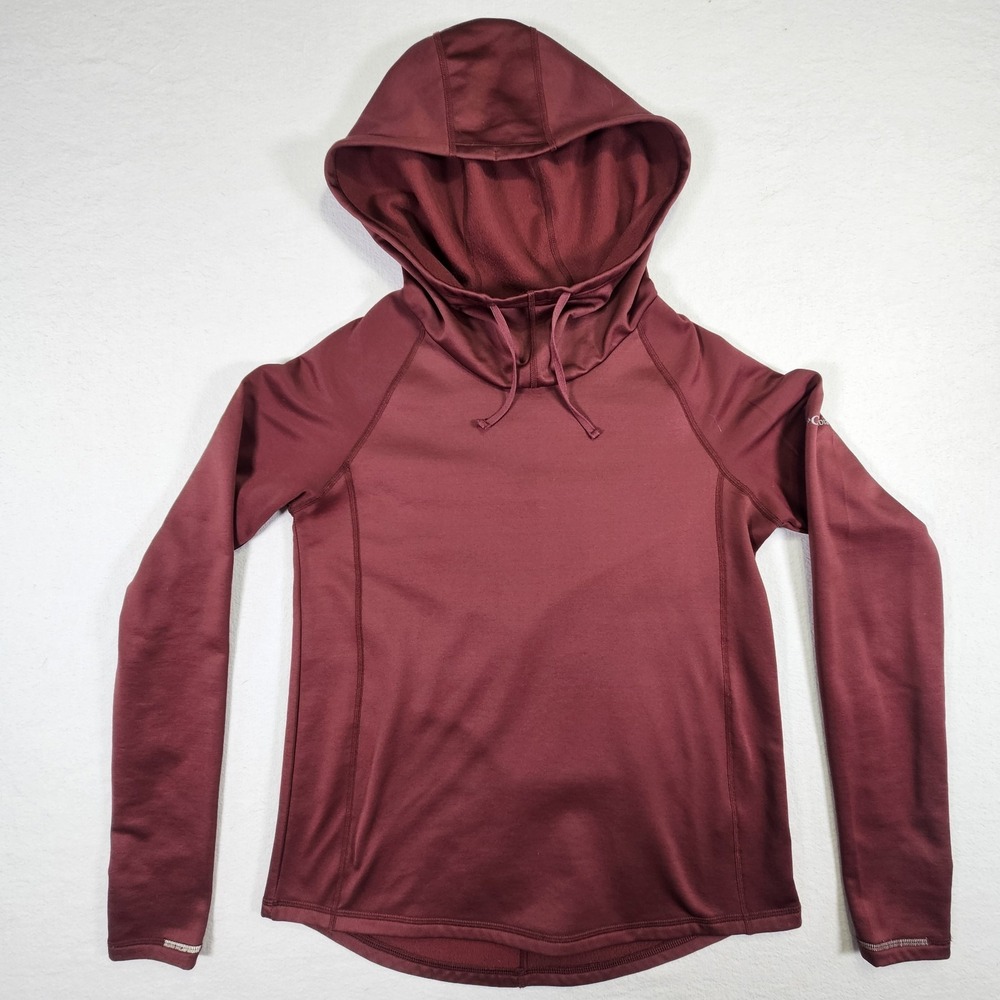 Columbia Hoodie Womens Medium Burgundy Omni Wick Fleece Lined Running Reflective